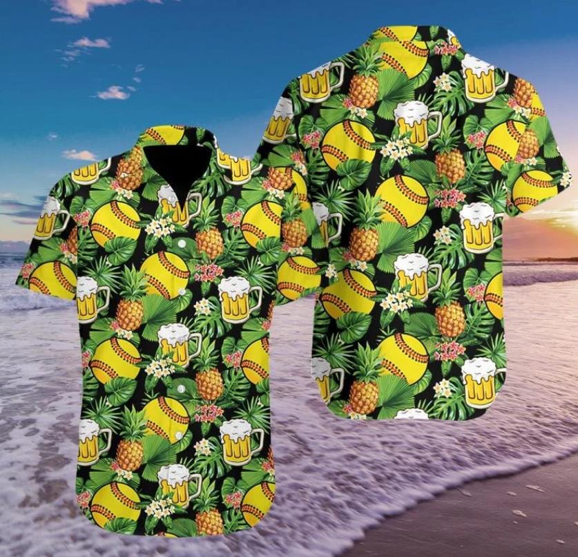 Fastpitch Softballs And Beer Hawaiian Shirt Pre12241