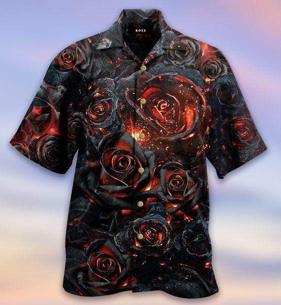 Fire Black Rose Hawaiian Shirt Pre13197 Fire Black Rose Hawaiian Shirt Pre13197