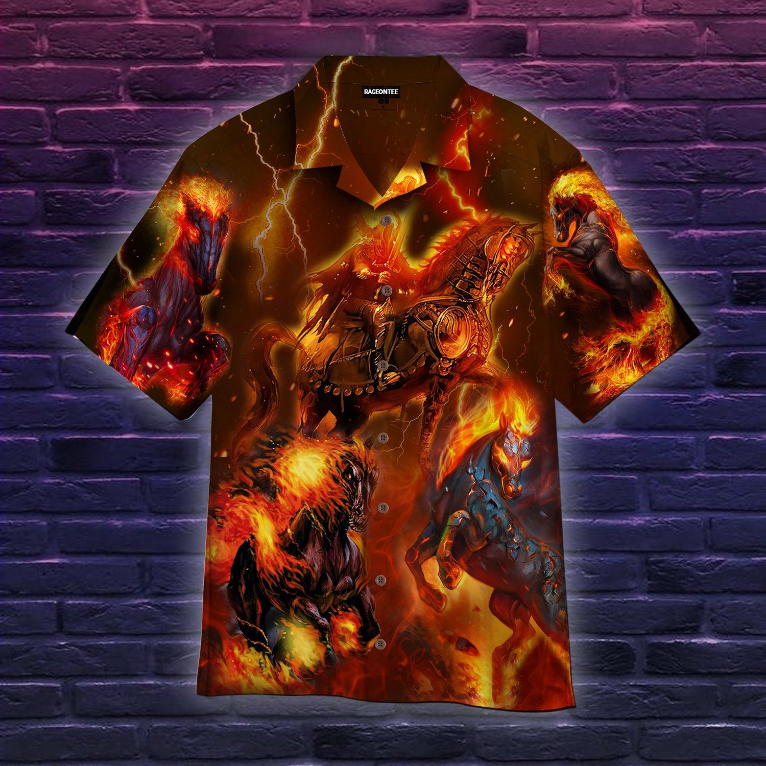 Fire Horse Warrior Hawaiian Shirt Pre11445