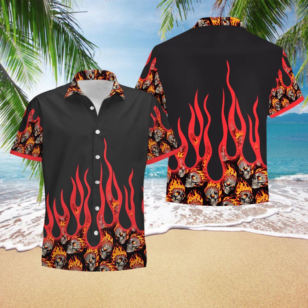 Fire Skull Hawaiian Shirt Pre13225 Fire Skull Hawaiian Shirt Pre13225