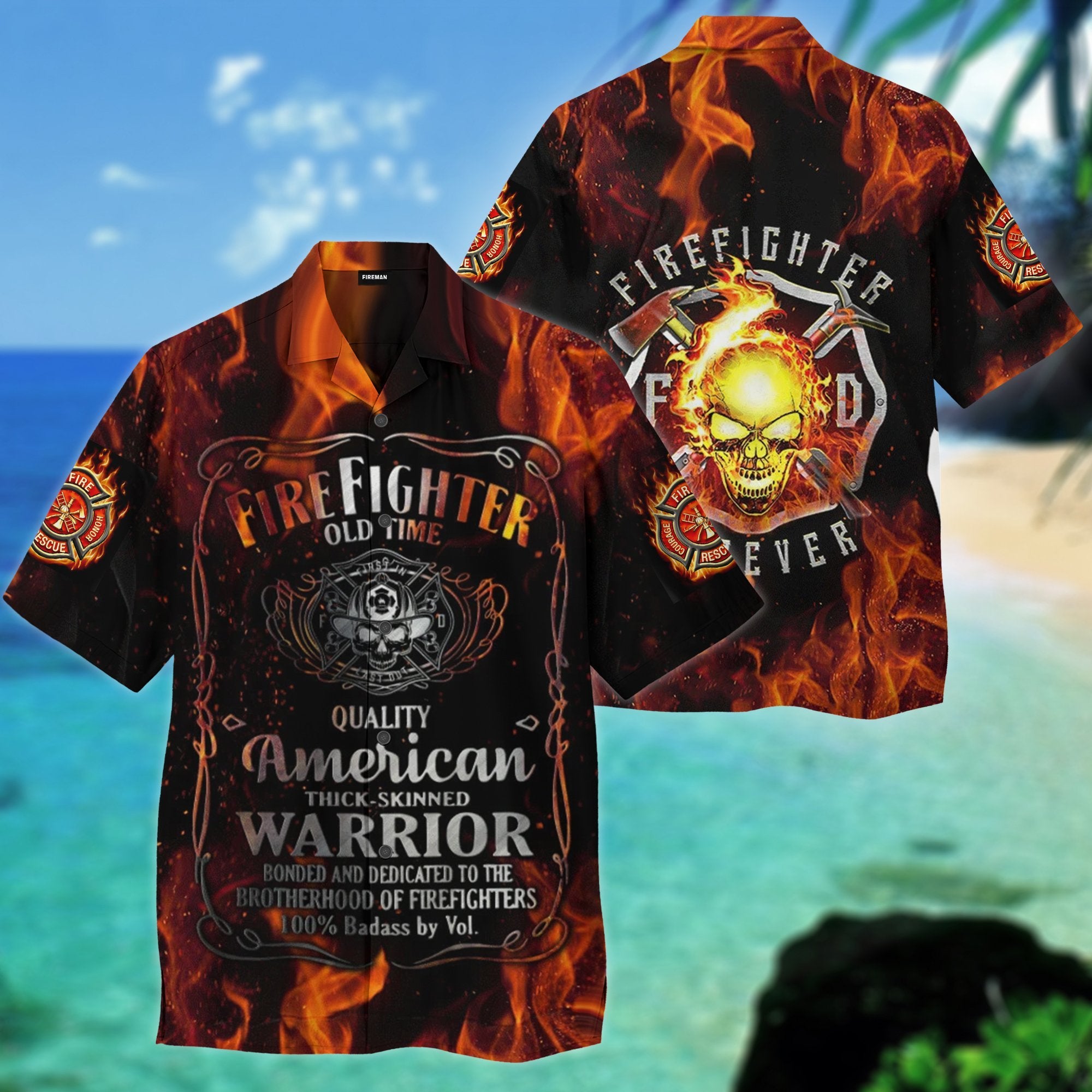 Firefighter Old Time Hawaiian Shirt Pre11494