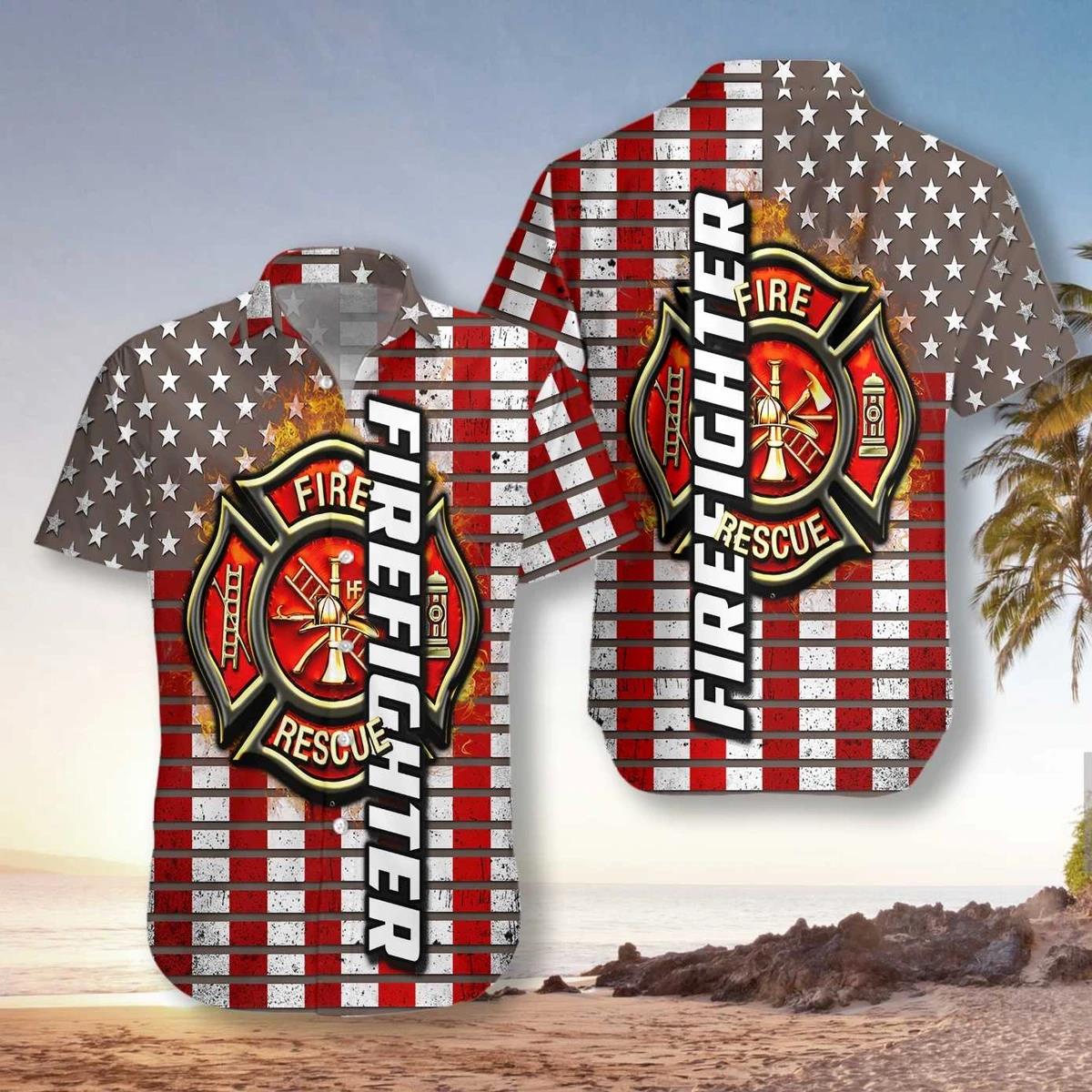 Firefighter Red Flag Unisex Hawaiian Shirt Pre13215 Firefighter Red Flag Unisex Hawaiian Shirt Pre13215