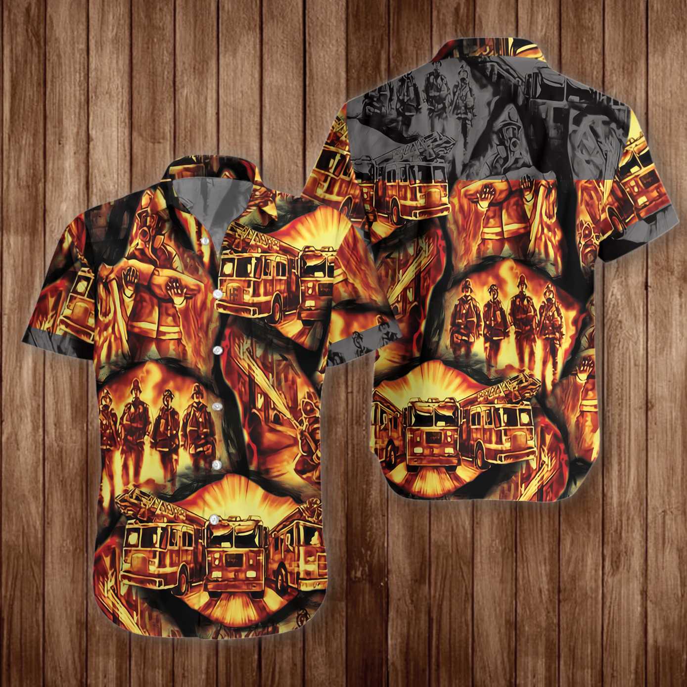 Firefighter Symbol In Fire Hawaiian Shirt Pre10242