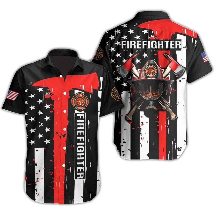 Firefighter Us Flag Hawaiian Shirt Pre13201 Firefighter Us Flag Hawaiian Shirt Pre13201