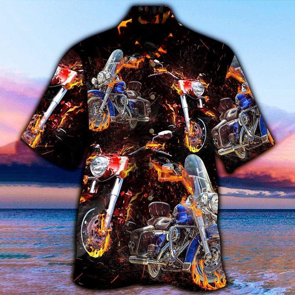 Flame American Motorcycles On Fire Hawaiian Shirt Pre13219