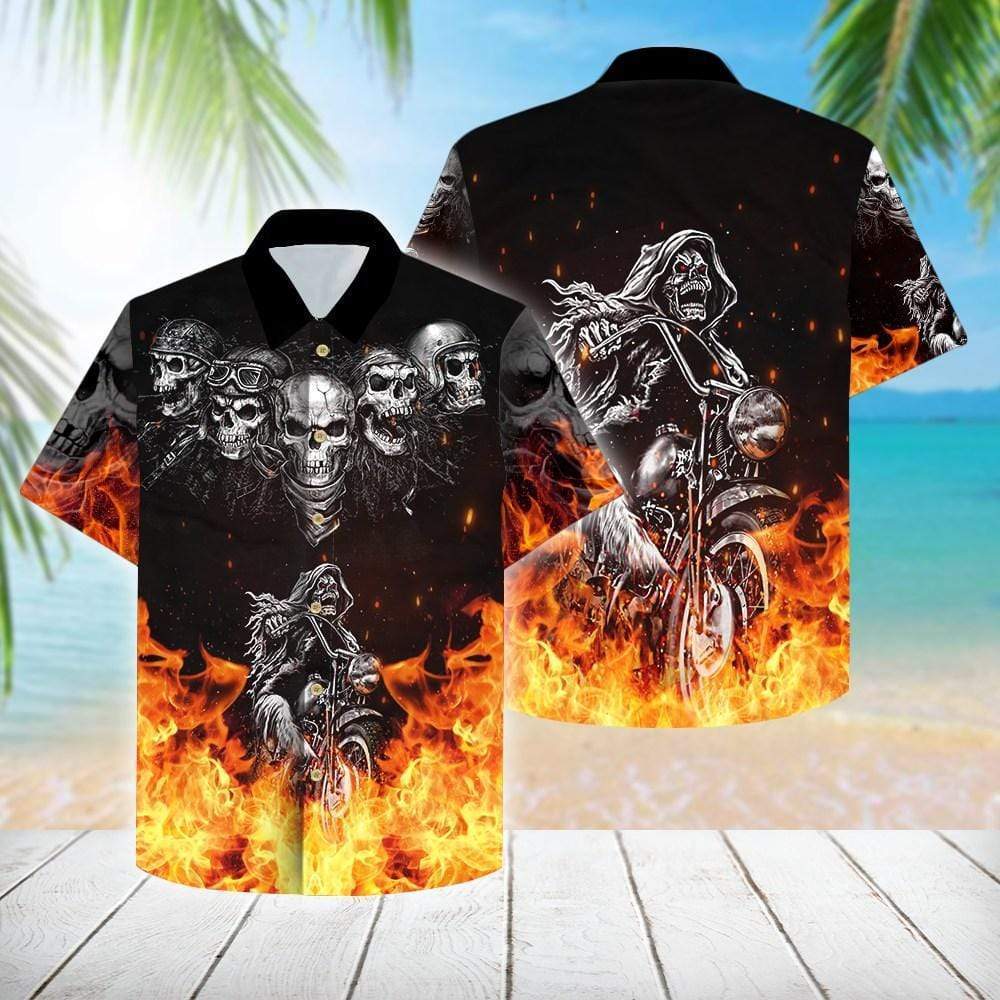 Flame Skull Hawaiian Shirt Pre10063