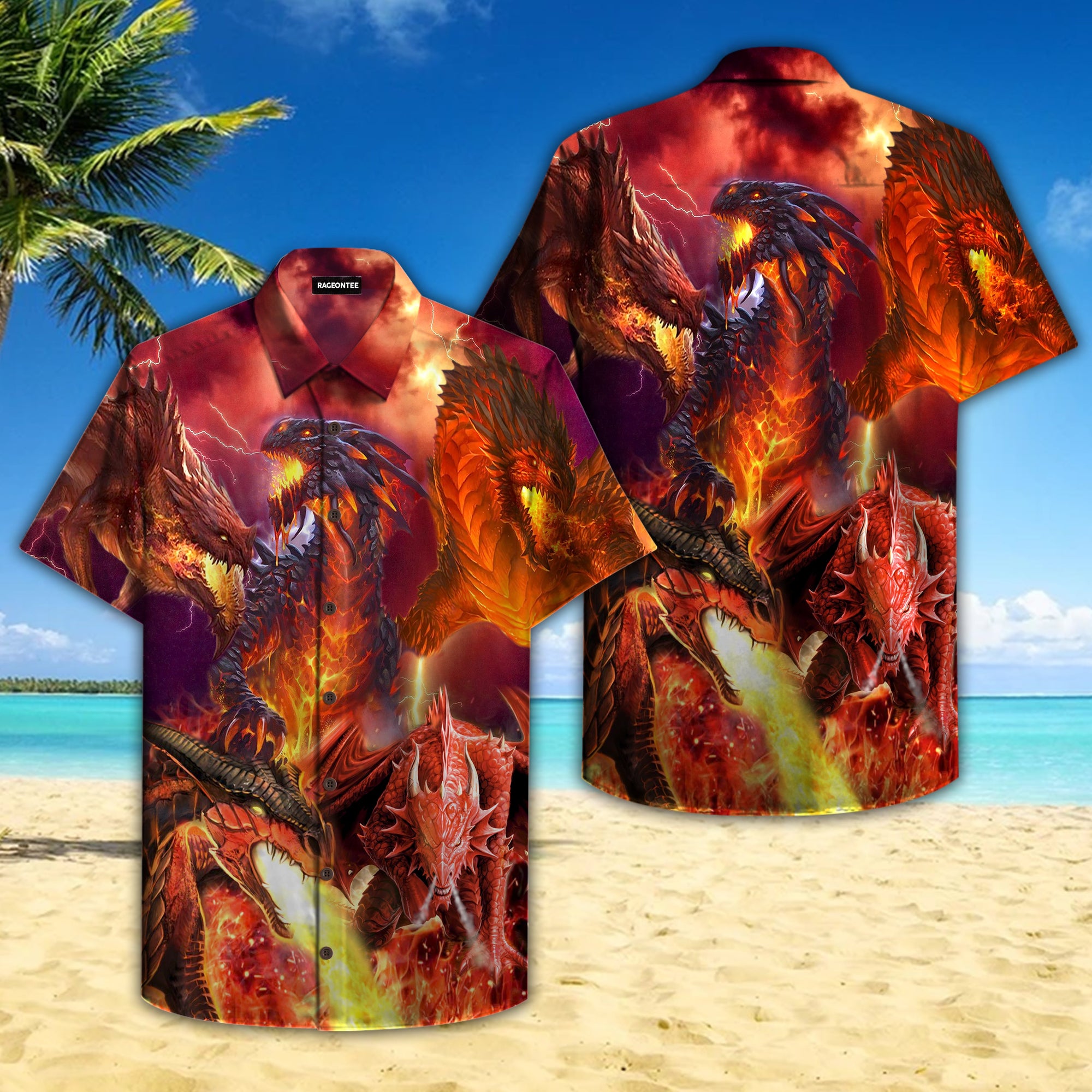 Flaming Dragon Hawaiian Shirt Pre10655 Flaming Dragon Hawaiian Shirt Pre10655
