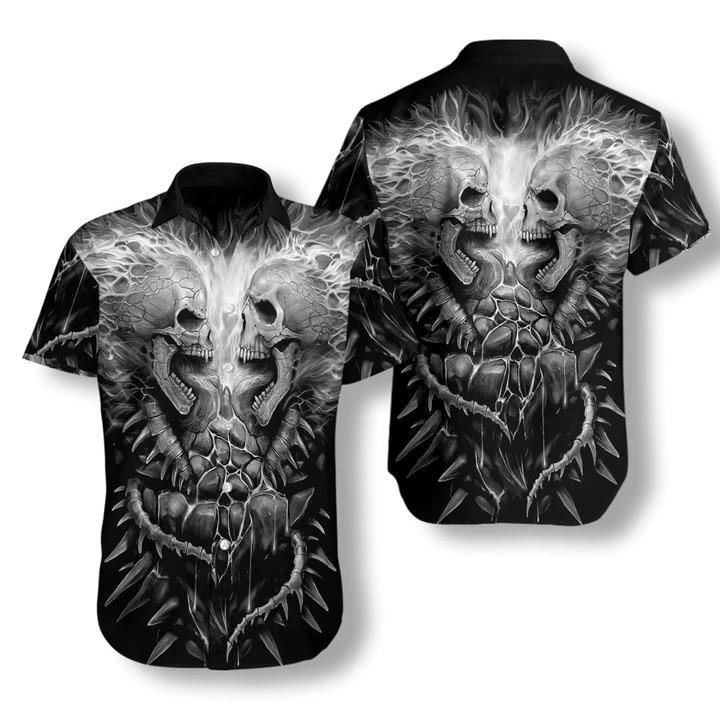 Flaming Lava Skull Hawaiian Shirt Pre13144