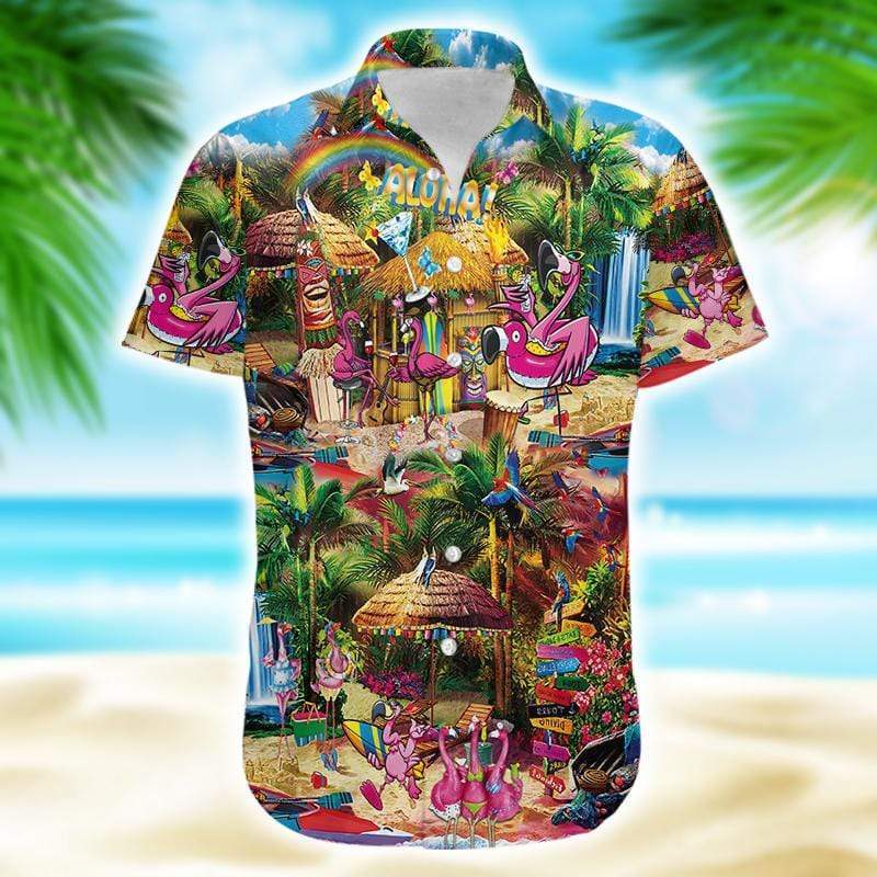 Flamingo At Tiki Bar Tropical For Men For Women Hw3743 Hawaiian Shirt Pre11874 Flamingo At Tiki Bar Tropical For Men For Women Hw3743 Hawaiian Shirt Pre11874