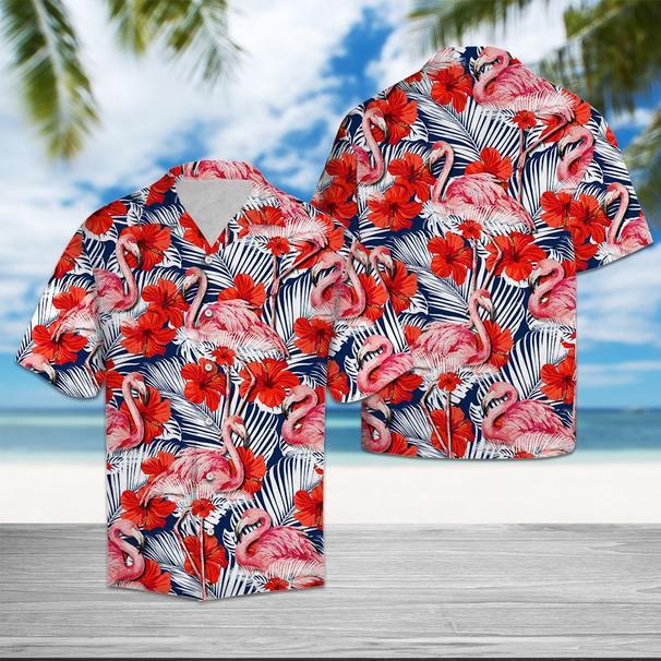 Flamingo Hibiscus Flower Hawaiian Shirt Pre10551