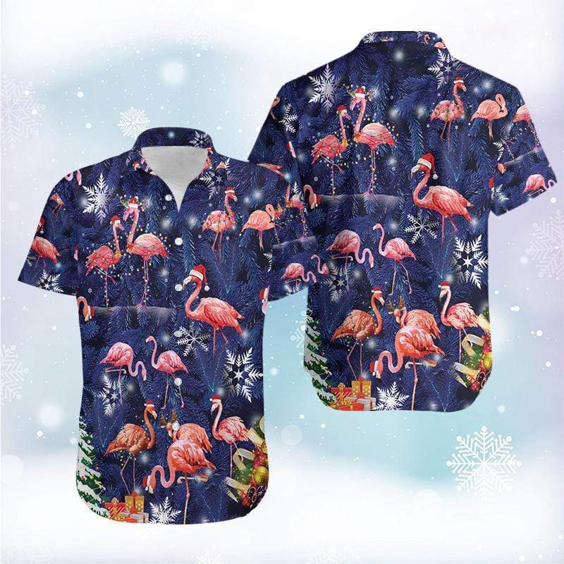 Flamingo On Christmas Unisex Hawaiian Shirt Pre13137