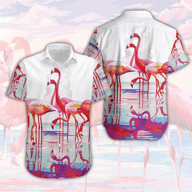 Flamingo Reflection Unisex Hawaiian Shirt Pre13138
