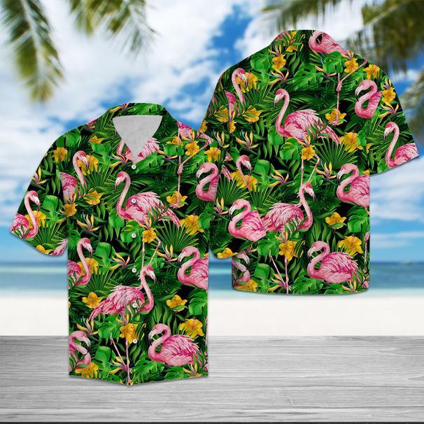 Flamingo Tropical Wild Flower Hawaiian Shirt Pre10560
