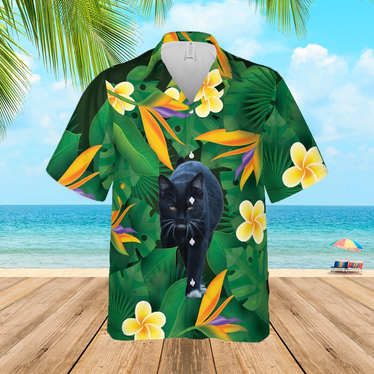 Floral Tropical Black Cat Hawaiian Shirt Pre10301 Floral Tropical Black Cat Hawaiian Shirt Pre10301