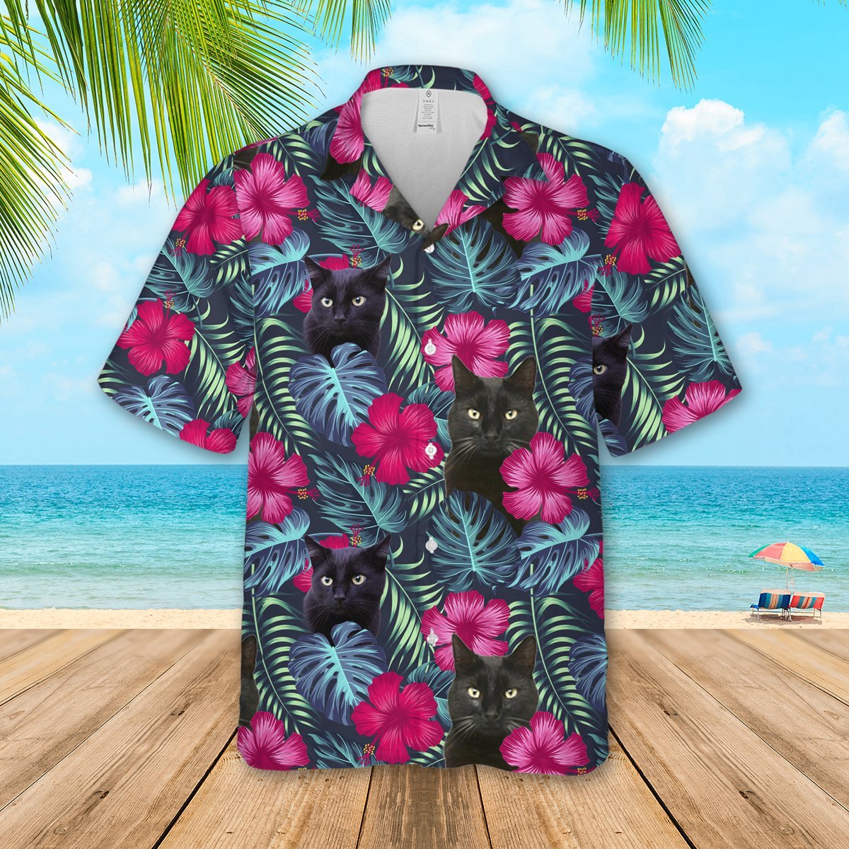 Floral Tropical Black Cat Hawaiian Shirt Pre10303 Floral Tropical Black Cat Hawaiian Shirt Pre10303