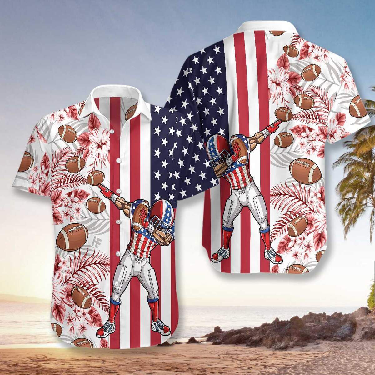 Football American Flag Hawaiian Shirt Pre11218