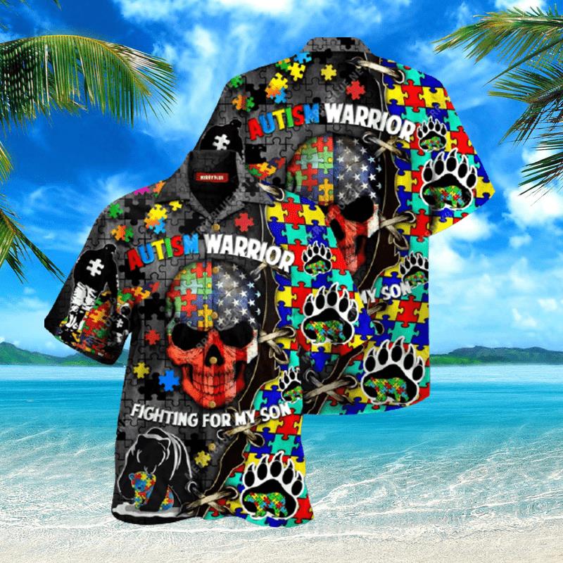 For My Son Warrior Fighting Autism Awareness Hawaiian Shirt Pre10177