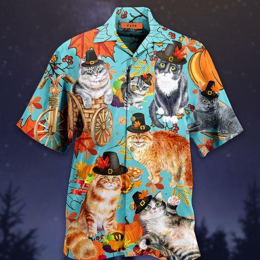 Funny Cat Thanksgiving Unisex Hawaiian Shirt Pre13135
