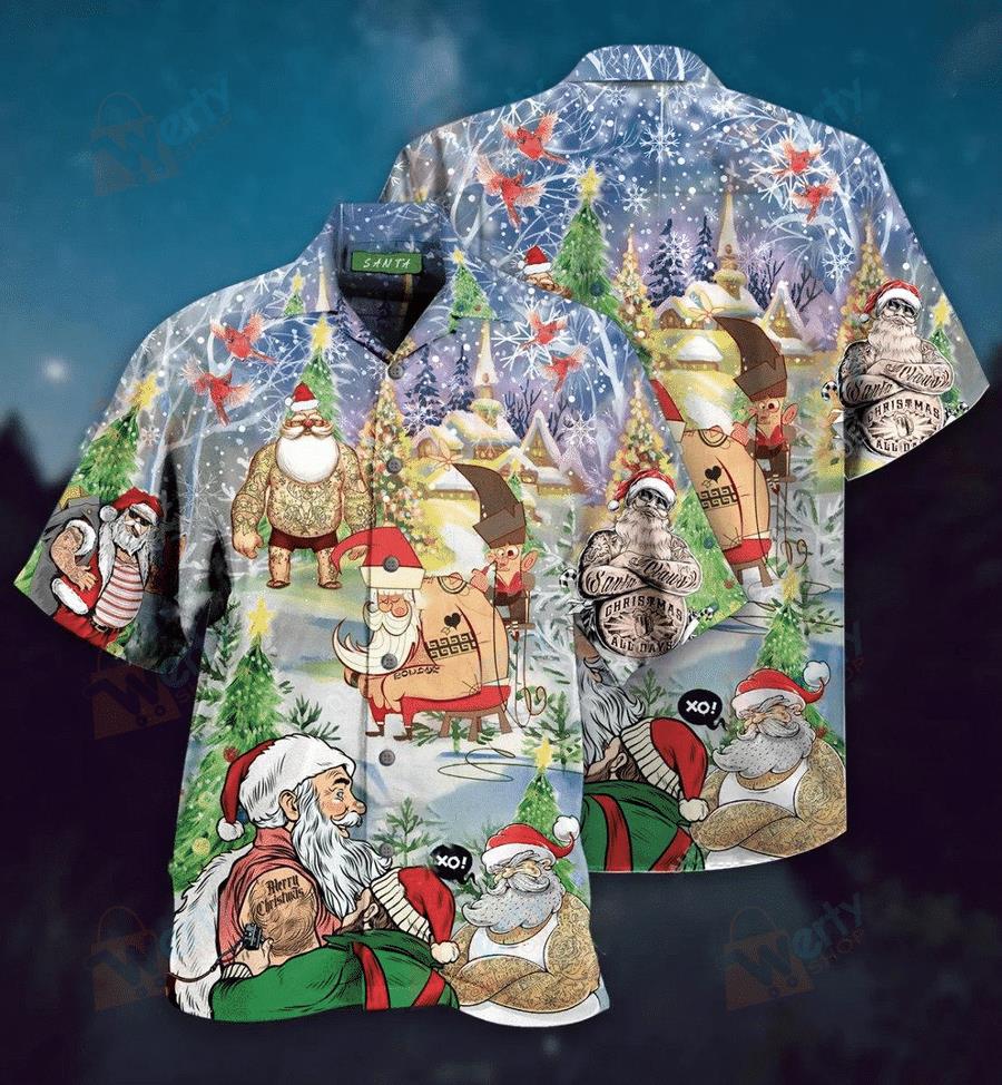 Funny Tattoo Santa Claus Hawaiian Shirt Pre13124 Funny Tattoo Santa Claus Hawaiian Shirt Pre13124