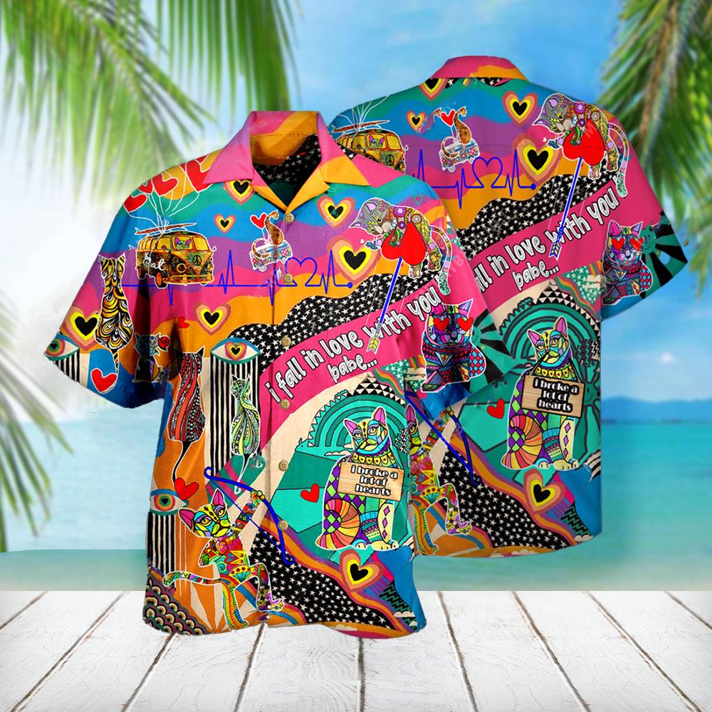 Gift For Cat Lover Hippy Love Cat Hawaiian Shirt Pre13113