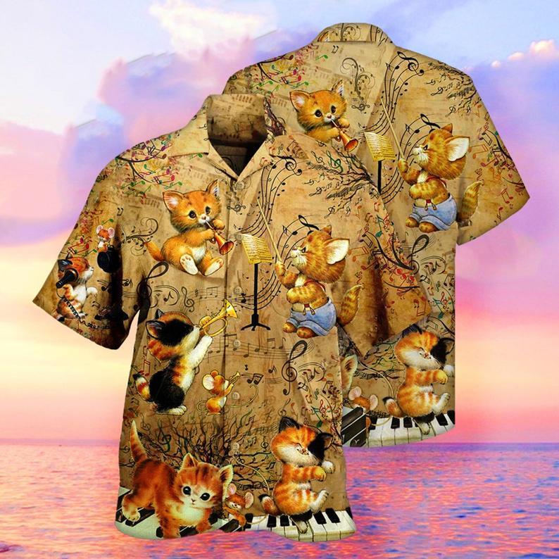 Gift For Cat Lover Music And Kitties Hawaiian Shirt Pre13149 Gift For Cat Lover Music And Kitties Hawaiian Shirt Pre13149