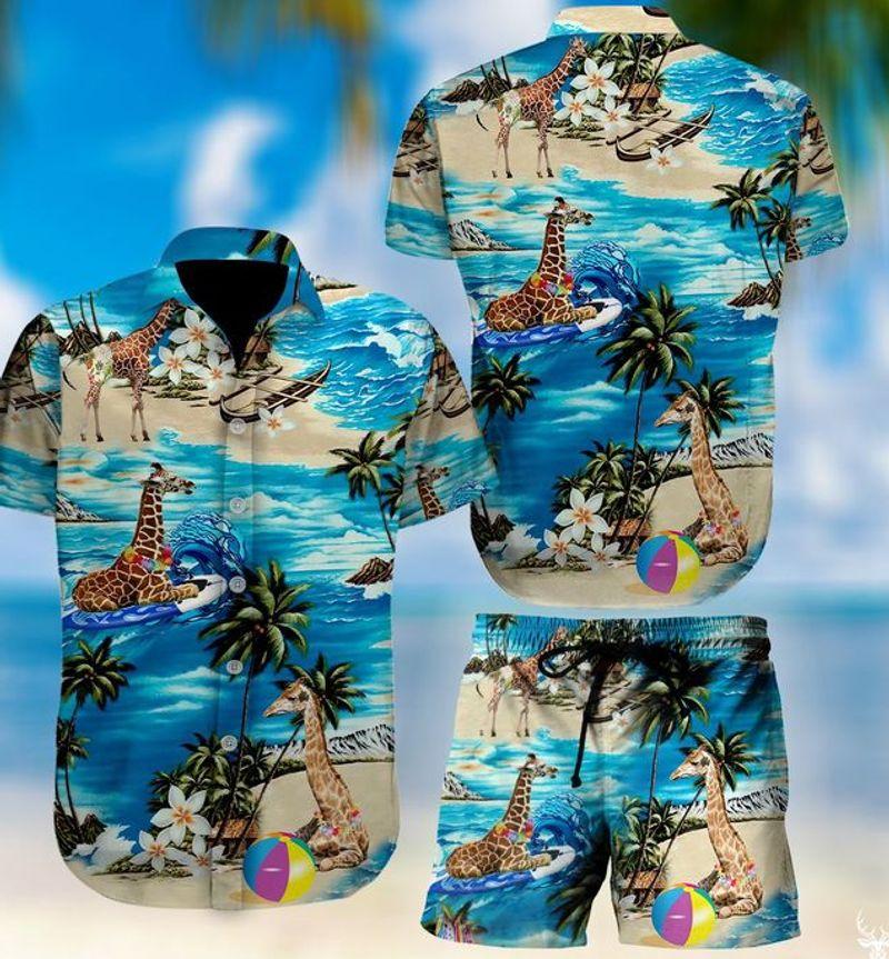 Giraffe Beach Set Hawaiian Shirt Pre11300