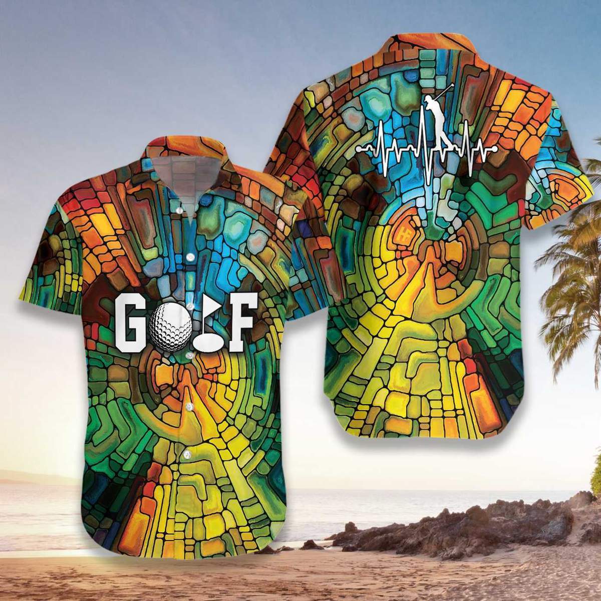 Golf Stained Glass Unisex Hawaiian Shirt Pre13061