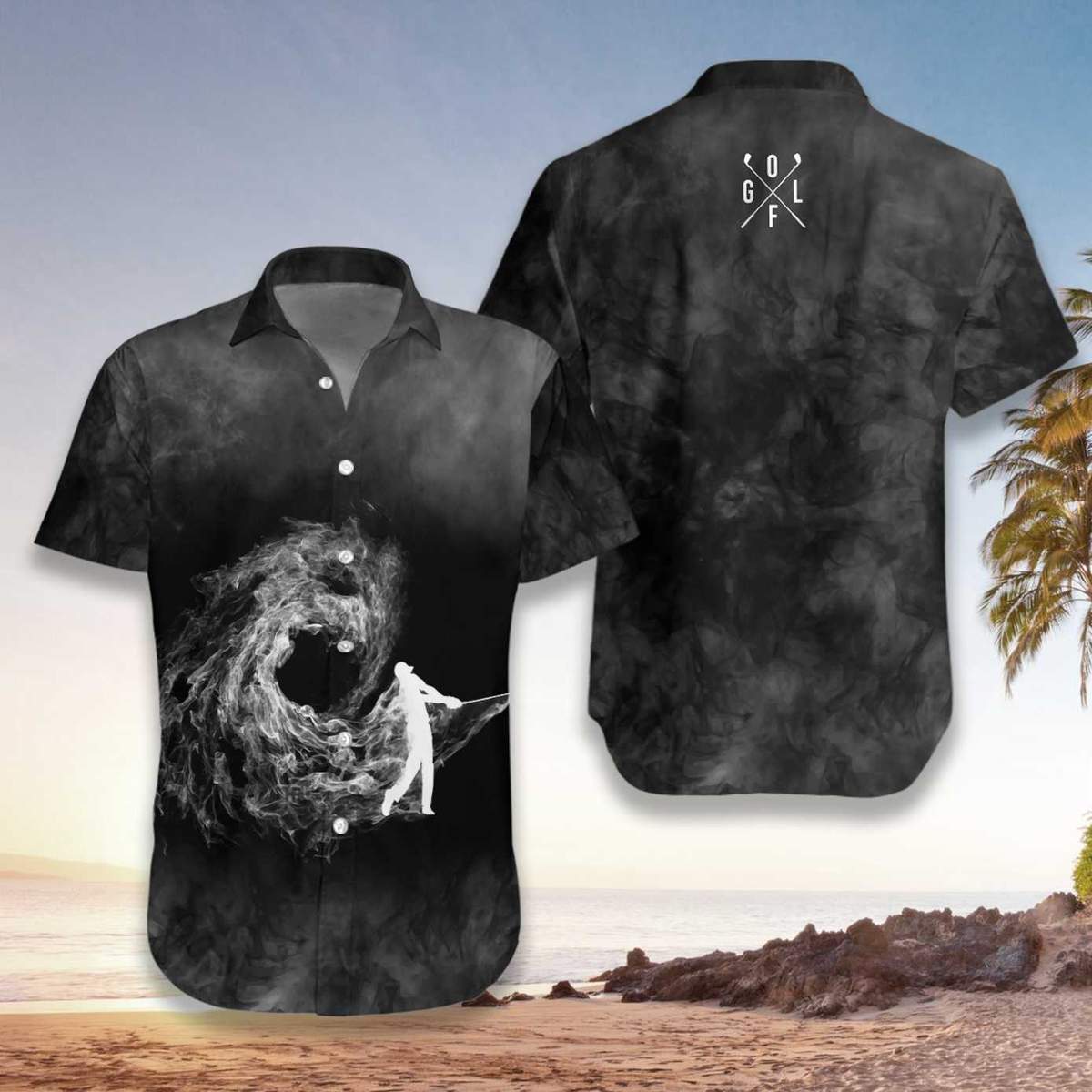 Golfer On Smoke Background Unisex Hawaiian Shirt Pre13064