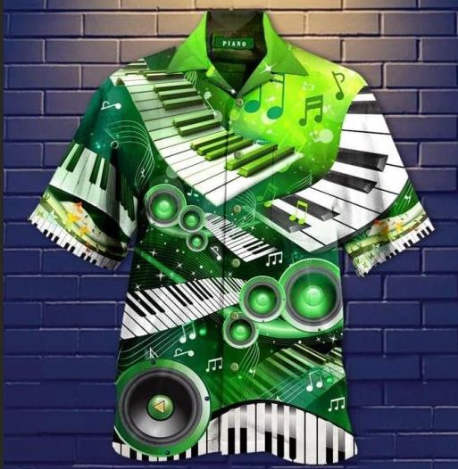 Green Piano Hawaiian Shirt Pre11812 Green Piano Hawaiian Shirt Pre11812