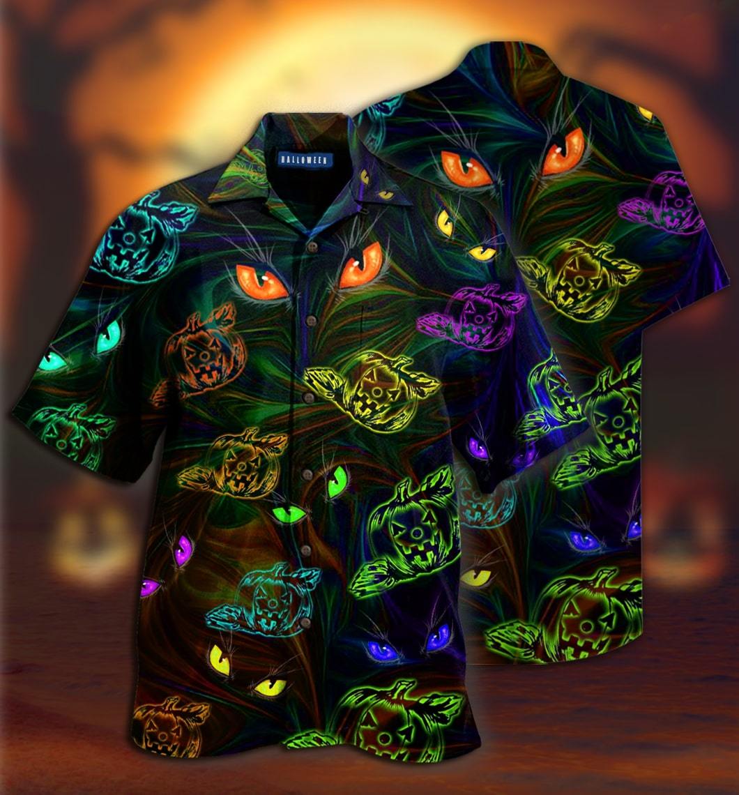 Groovy Pumpkins Cat Eyes Hawaiian Shirt Pre10405