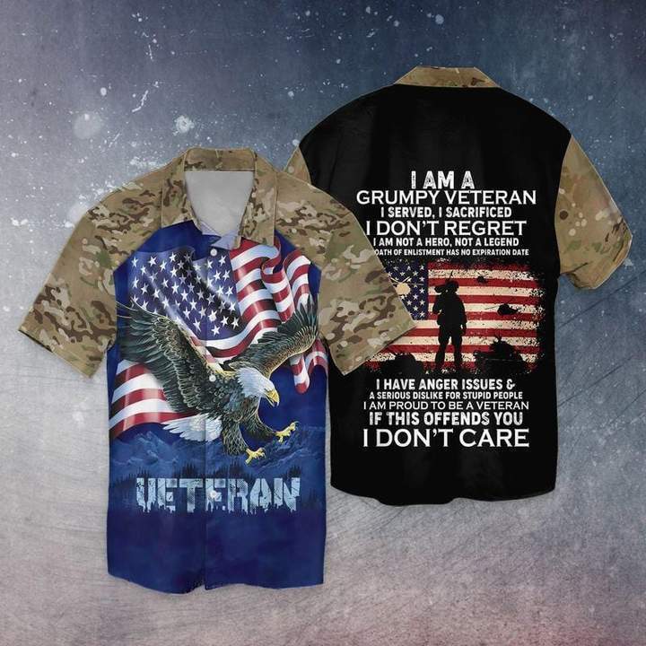 Grumpy Veteran Eagle Hawaiian Shirt Pre13012