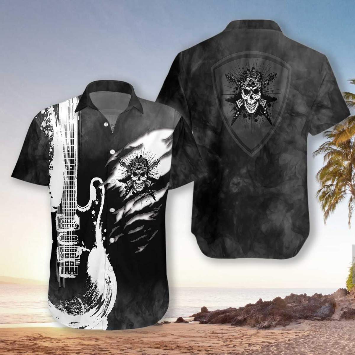 Guitar And Skull Hawaiian Shirt Pre13076 Guitar And Skull Hawaiian Shirt Pre13076