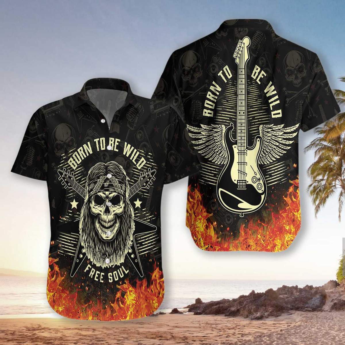 Guitar Born To Be Wild Unisex Hawaiian Shirt Pre13062
