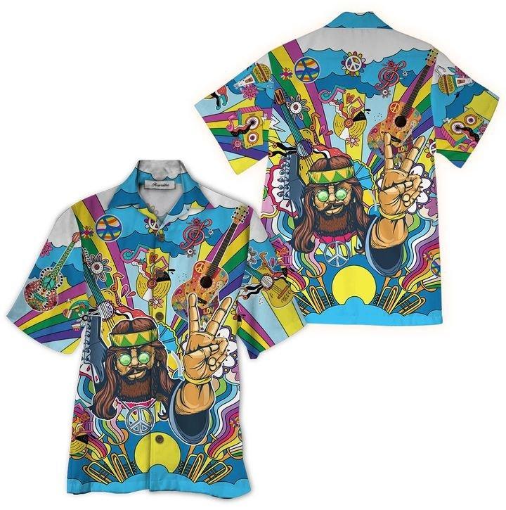 Guitar Hippie Hawaiian Shirt Pre11353 Guitar Hippie Hawaiian Shirt Pre11353