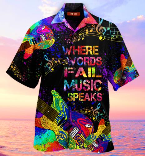 Guitar Where Music Speaks Hawaiian Shirt Pre13020 Guitar Where Music Speaks Hawaiian Shirt Pre13020