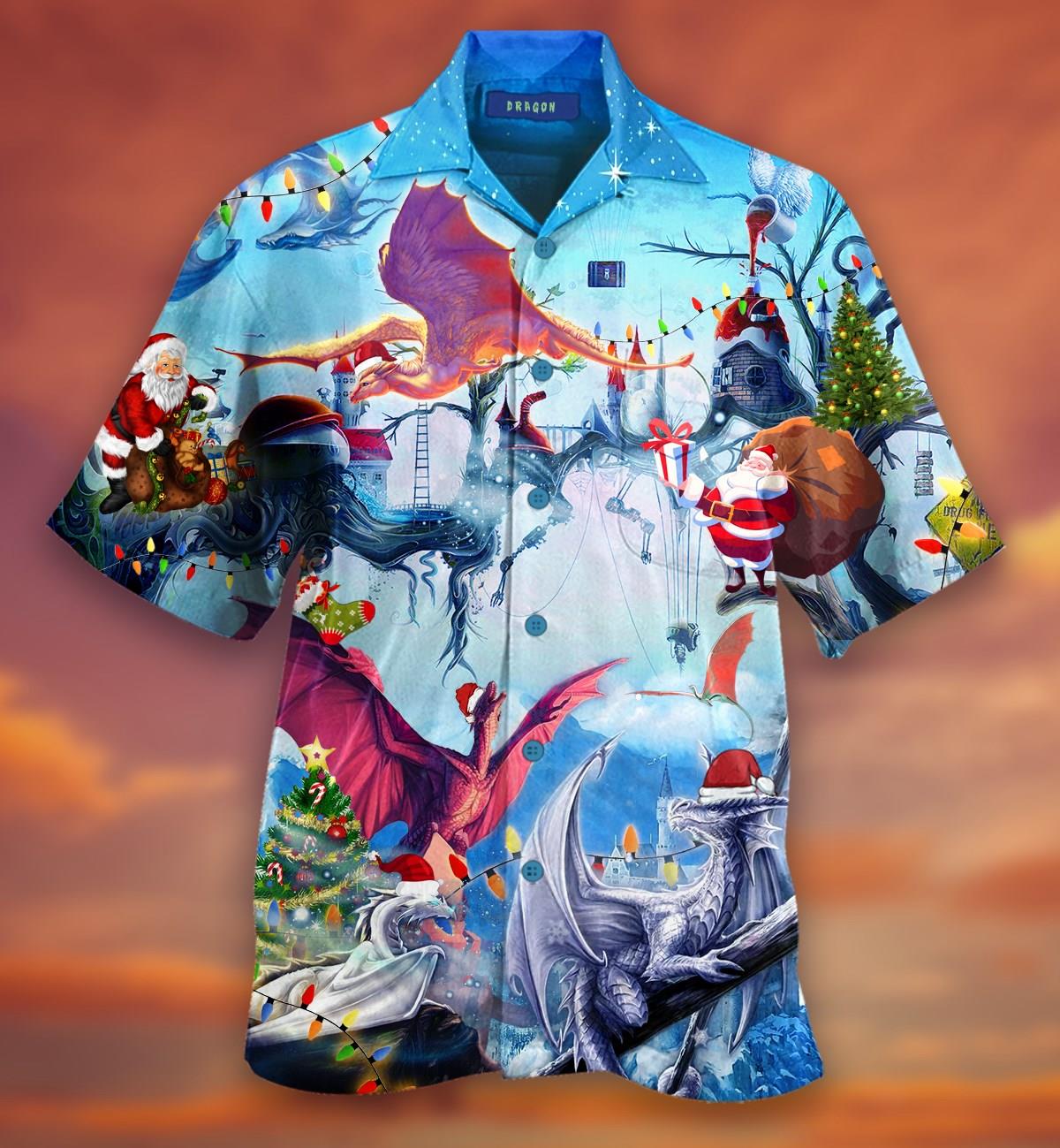 Happy Dragons On Christmas Hawaiian Shirt Pre13035 Happy Dragons On Christmas Hawaiian Shirt Pre13035