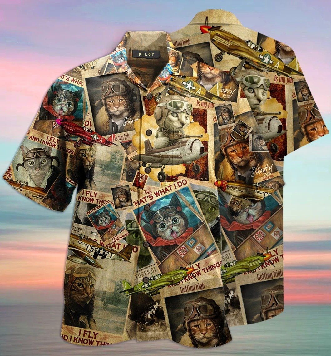Happy Pilot Cat Hawaiian Shirt Pre12989