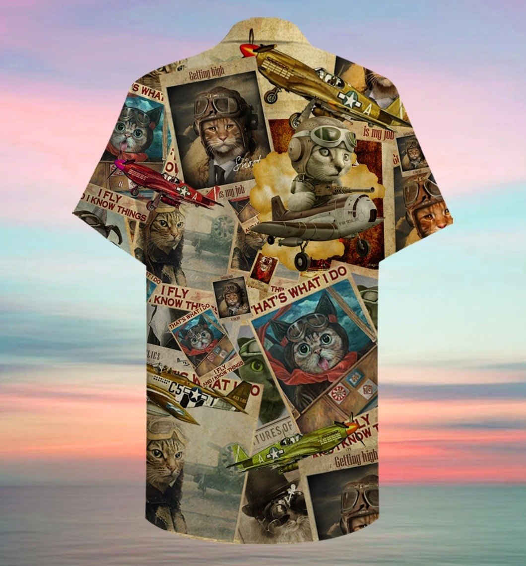 Happy Pilot Cat Hawaiian Shirt Pre12989 2 » Cool Gifts for You - Mfamilygift Happy Pilot Cat Hawaiian Shirt Pre12989 2