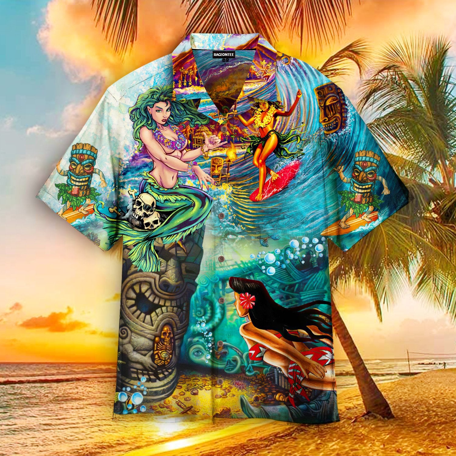 Happy Surfing Day With Tiki Bar Hawaiian Shirt Pre11472