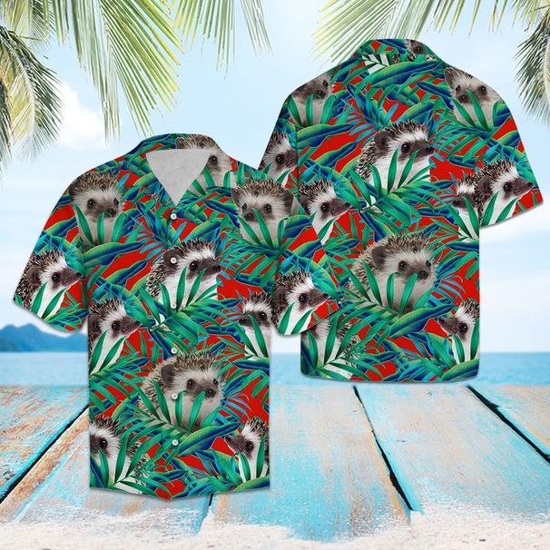Hedgehogs Floral Pattern Hawaiian Shirt Pre10571