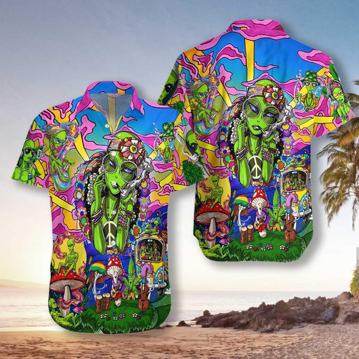 Hippie Alien Hawaiian Shirt Pre10171
