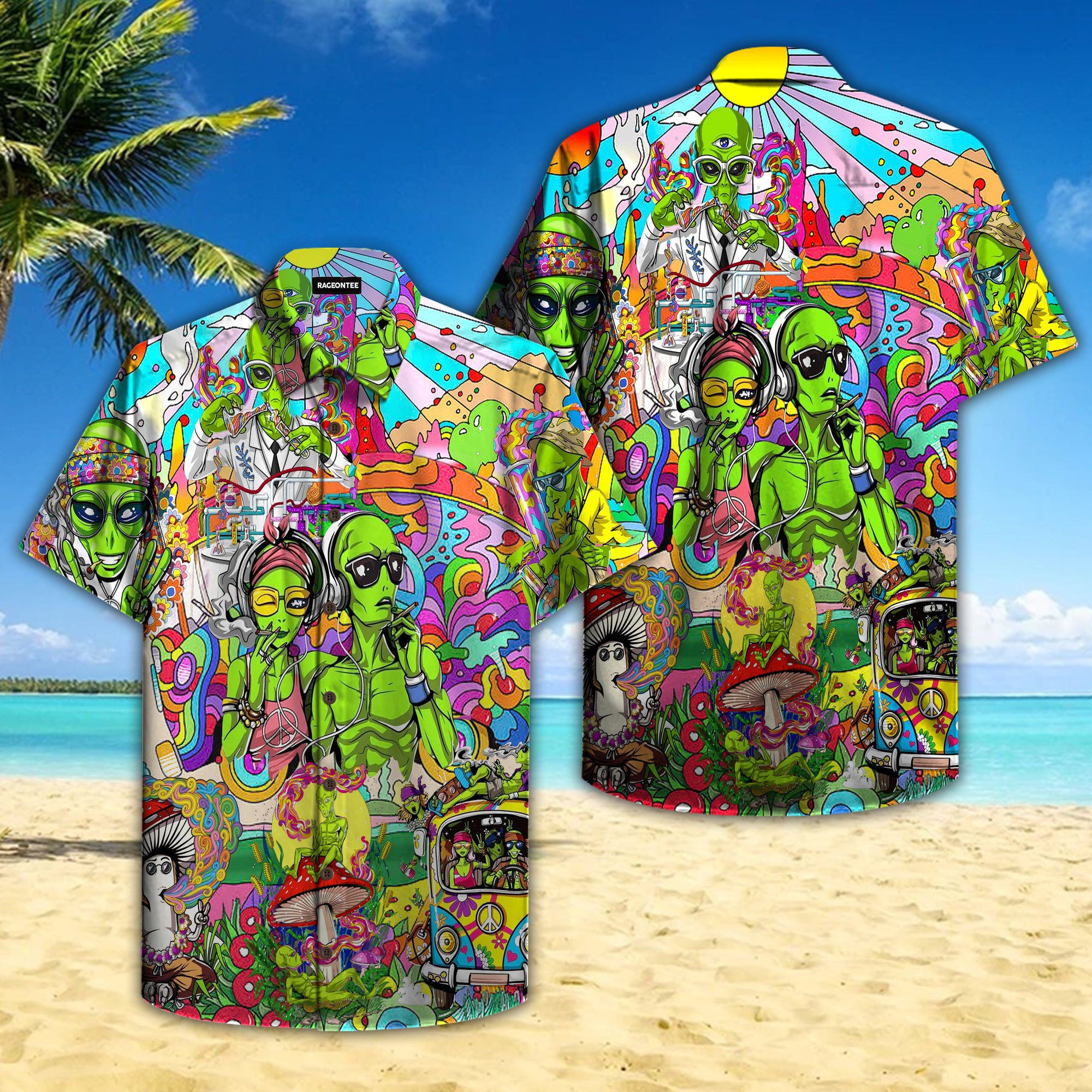 Hippie Alien Hawaiian Shirt Pre10687 Hippie Alien Hawaiian Shirt Pre10687
