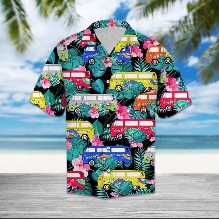Hippie Bus Jungle Palm Hawaiian Shirt Pre12922