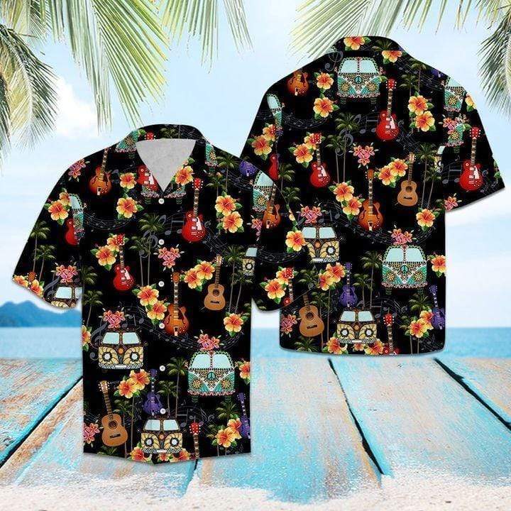 Hippie Camping Car Guitar Hawaiian Shirt Pre12948 Hippie Camping Car Guitar Hawaiian Shirt Pre12948