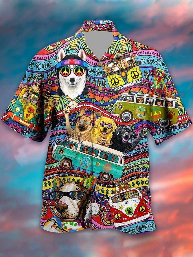 Hippie Husky Dog Hawaiian Shirt Pre12892 Hippie Husky Dog Hawaiian Shirt Pre12892