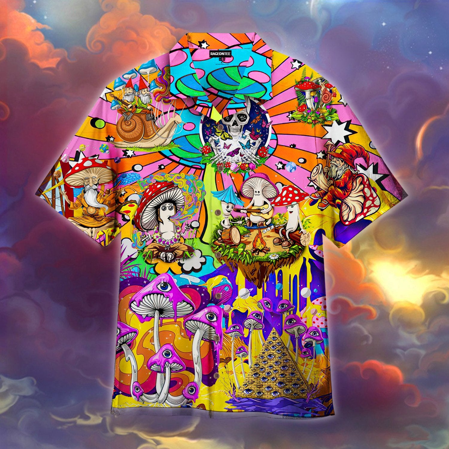 Hippie Mashroom Peace Life Hawaiian Shirt Pre10033
