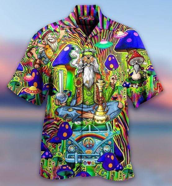 Hippie Old Man Blue Mushroom Hawaiian Shirt Pre12887 Hippie Old Man Blue Mushroom Hawaiian Shirt Pre12887
