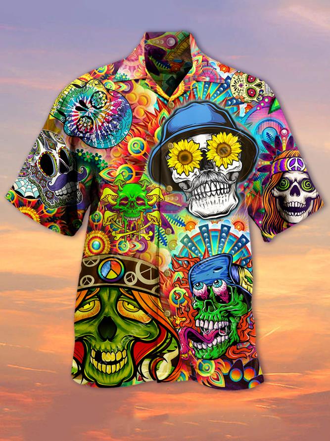 Hippie Skull Unisex Hawaiian Shirt Pre12896 Hippie Skull Unisex Hawaiian Shirt Pre12896