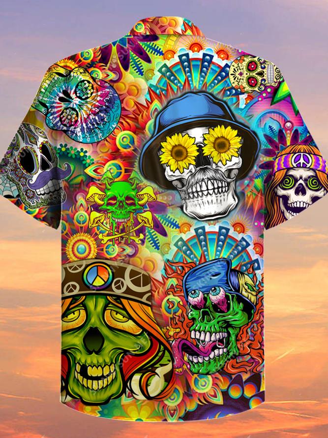 Hippie Skull Unisex Hawaiian Shirt Pre12896 2 » Cool Gifts for You - Mfamilygift Hippie Skull Unisex Hawaiian Shirt Pre12896 2