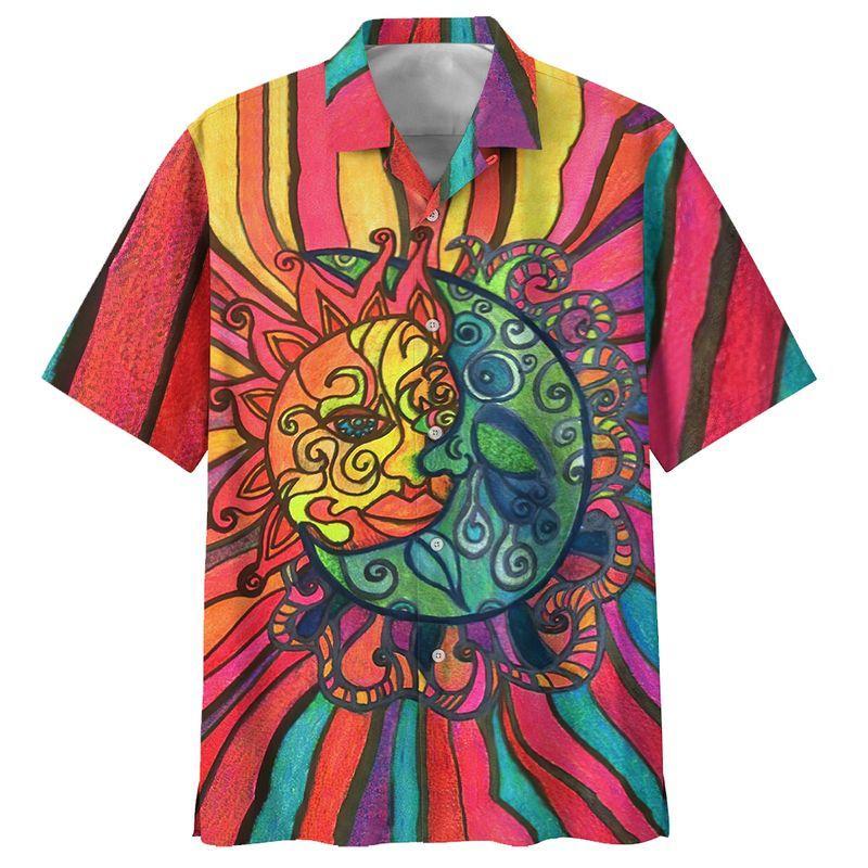 Hippie Sun And Moon Hawaiian Shirt Pre12879 Hippie Sun And Moon Hawaiian Shirt Pre12879